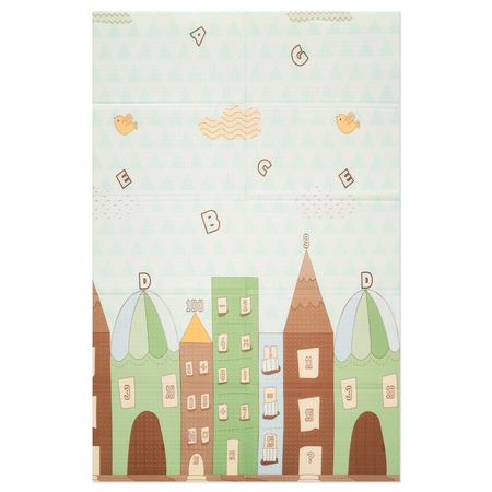 HUMBI Spielmatte Baby, Krabbelmatte, XPE Schaumstoff, Doppelseitig, Flatbar, Wasserdicht, Extra Größe, Teppich Babymatte, Rutschfest, 120x180 Stadttier-Nacht