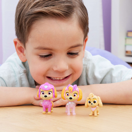 Paw Patrol Movie 3 Mighty Set von 3 kleinen Figuren Hund Skye Welpe Rosa Welpe