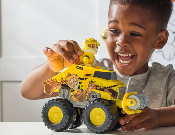 Paw Patrol Rescue Wheels Baufahrzeug mit Rubble Figur 6cm