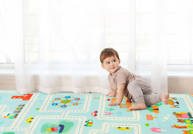 HUMBI Spielmatte Baby, Krabbelmatte, XPE Schaumstoff, Doppelseitig, Flatbar, Wasserdicht, Extra Größe, Teppich Babymatte, Rutschfest, 120x180 Maßnahme Straßen