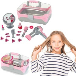 Friseurkoffer Kinder mehrfarbig Braun Haartrockner Akkutrockner Sound Klein