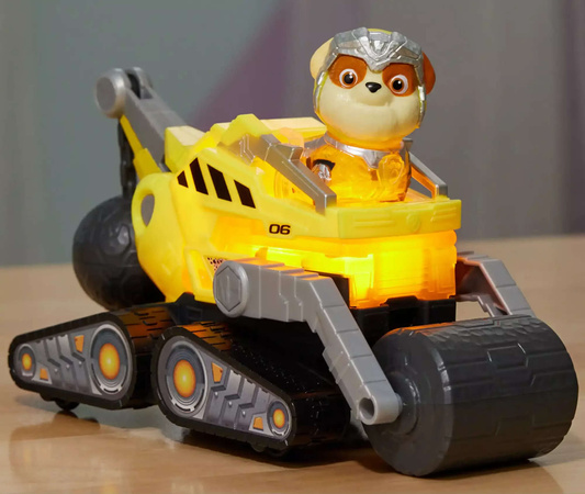Paw Patrol The Movie 2 Set Figur Rubble Hund Fahrzeug gelb Cars Rollo Licht Sound