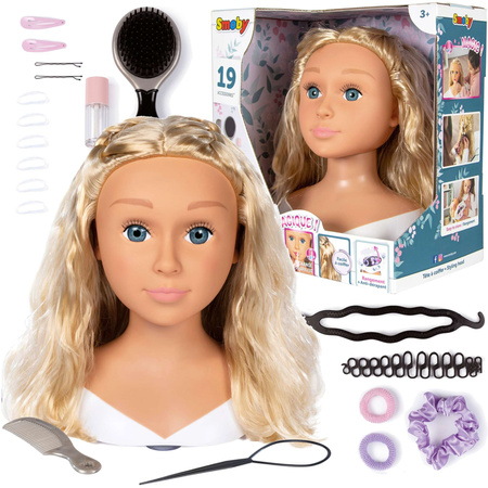 Großer Friseur-Stylingkopf + Haarschmuck-Zubehör