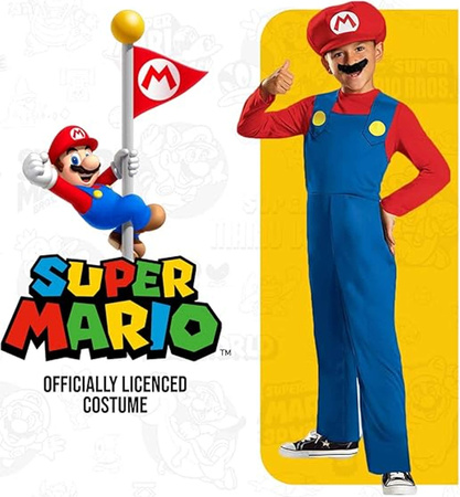 Super Mario Kostüm, Karnevalskostüm Verkleidung Mario 137-149 cm 10-12 Jahre alt