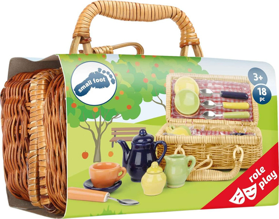 Wicker Picknickkorb Geschirr Besteck 17 Stück Porzellan