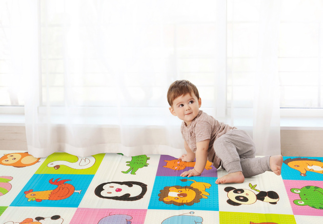 HUMBI Spielmatte Baby, Krabbelmatte, XPE Schaumstoff, Doppelseitig, Flatbar, Wasserdicht, Extra Größe, Teppich Babymatte, Rutschfest, 120x180 Giraffe Tiere