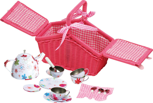 Picknickkorb mit Blumenmuster-Geschirr Small Foot 9980