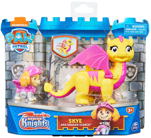 Paw Patrol Rescue Knights Ritter von Skye-Figur und Scorch-Drache