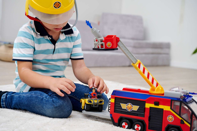 Feuerwehrmann Sam Set Großes Feuerwehrauto Jupiter interaktives Auto + 2 Figuren Licht Sound