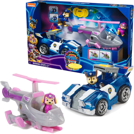 Paw Patrol The Mighty Kinofilm Großes Kinofilm Fahrzeuge Set Hundefiguren Skye Chase 2er Pack Polizeiwagen Hubschrauber