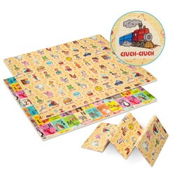 Humbi Thick Education Mat 2in1 aus XPE-Schaumstoff 180x120 Onomatopoeia Polnisches Alphabet Tiere
