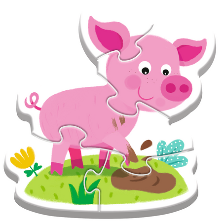 Puzzle 4in1 Bauernhof Mosie erste Puzzle Tiere auf einem Bauernhof Trefl