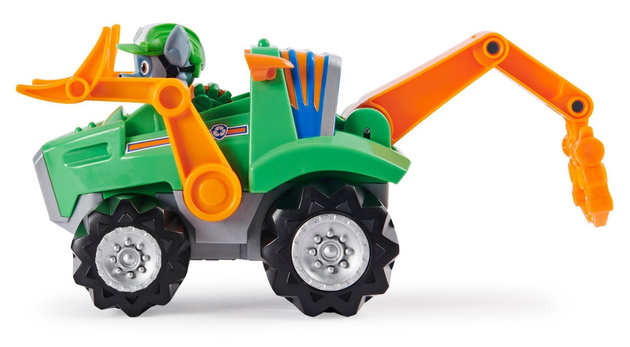 Paw Patrol 3-in-1-Figur Rocky Dino Rescue + großes Fahrzeug Cars + Überraschungsdinosaurier