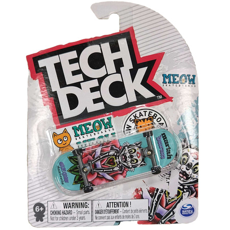 Tech Deck Fingerboard Skateboard Meow White Cat + Aufkleber