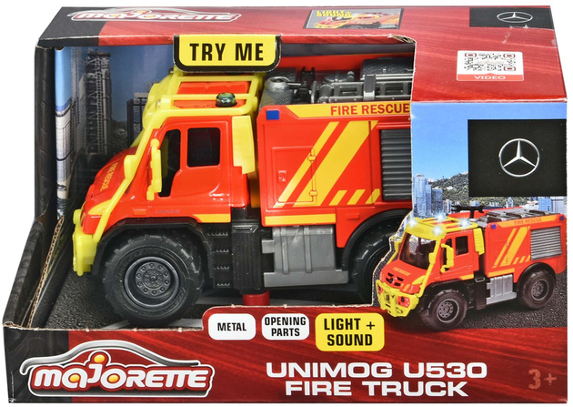 Majorette Rettungsfahrzeug Metall Feuerwehrfahrzeug Unimog Sound Light 13 cm