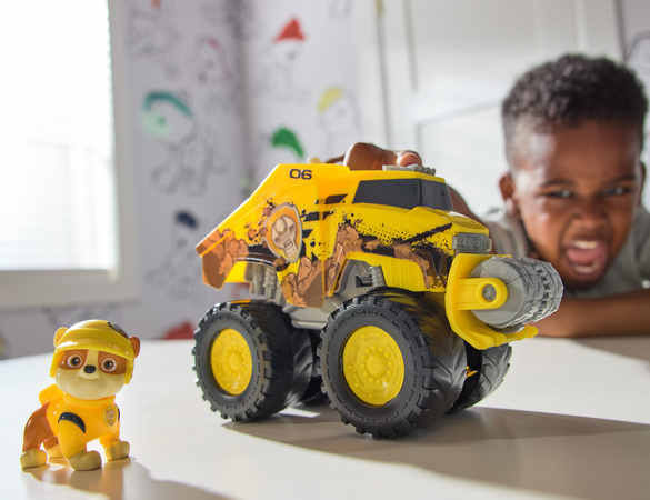 Paw Patrol Rescue Wheels Baufahrzeug mit Rubble Figur 6cm