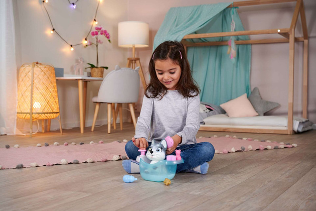 Pamper Petz interaktives Husky-Hundeset mit Wanne + Zubehör