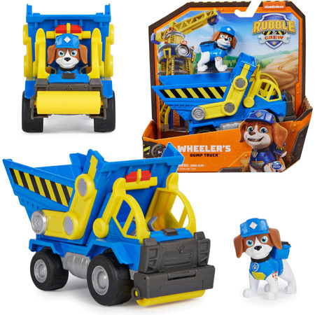 Paw Patrol Rubble und seine Crew Rubble&Crew Wheeler Baufahrzeug Blauer Kipplaster mit Figur 6cm