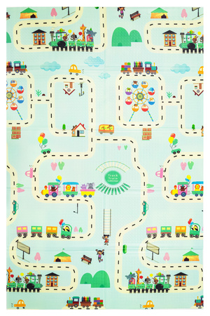 Humbi Doppelseitig faltbare Lernmatte aus XPE-Schaumstoff 120x180x0,8cm Tiere, Buchstaben, Zahlen Straßen