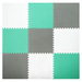 Humbi Schaumstoffbodenmatte 180x180 Großes wasserdichtes sicheres Schaumstoffpuzzle 9 Stück mint, grau, weiß