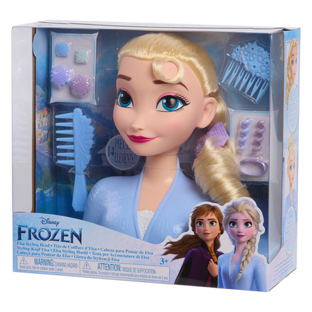Disney Prinzessin Kopf Kämmen und Styling Puppe Elsa Die Eiskönigin +Zubehör