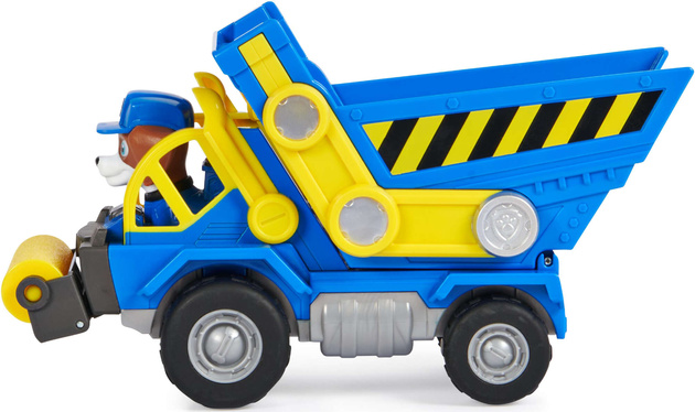 Paw Patrol Rubble und seine Crew Rubble&Crew Wheeler Baufahrzeug Blauer Kipplaster mit Figur 6cm