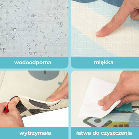 HUMBI Spielmatte Baby, Krabbelmatte, XPE Schaumstoff, Doppelseitig, Flatbar, Wasserdicht, Extra Größe, Teppich Babymatte, Rutschfest, 200x180x1 cm Pastellfarbene Straßenbäume, Hirsche, kontrastierende Bilder