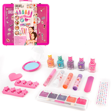 Erstellen Sie es! Koffer duftendes Make-up- und Maniküre-Set mit Glitter