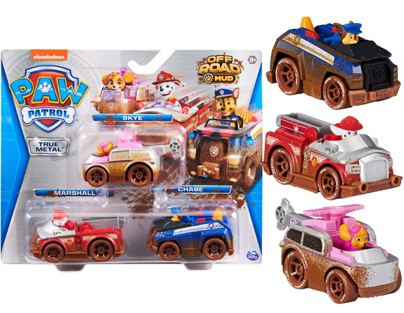 Paw Patrol 3er Set Off Road Mud Metallautos True Metal