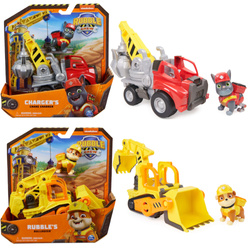 Paw Patrol Rubble Charger Baufahrzeug Roter Heppo Grabber mit Figur 6cm