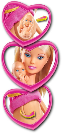 Simba Puppe Steffi schwangere glückliche Familie Kevin Evi