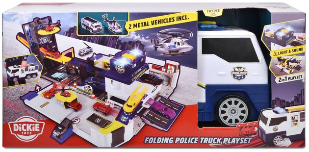 Großes Polizeiwagen-Transporter-Set mit Licht und Sound + Fahrzeuge