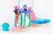 Gabi's Cat House Pool Set mit Rutsche 2 Gabi und Meerjungfrau Figuren + Zubehör