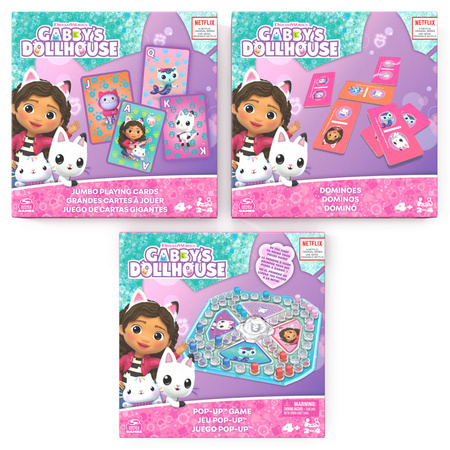 Gabi's Cat House 3-in-1-Spielset Domino Pop-Up-Würfel Jumbo-Karten