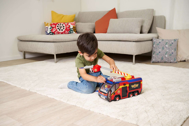 Feuerwehrmann Sam Set Großes Feuerwehrauto Jupiter interaktives Auto + 2 Figuren Licht Sound