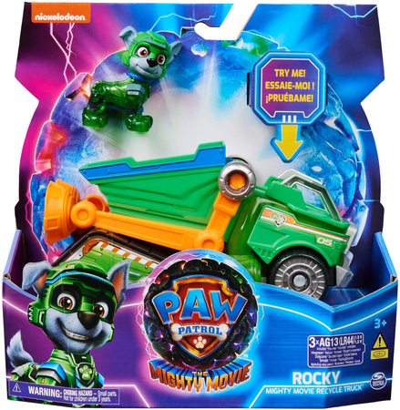 Paw Patrol The Mighty Kinofilm Großes Set Figur Rocky grünes Cars Recyclingfahrzeug Licht Sound