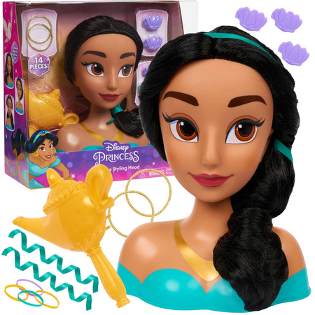 Disney Prinzessin Kopf Kämmen und Styling Puppe Jasmine Jasmine Friseur + Zubehör