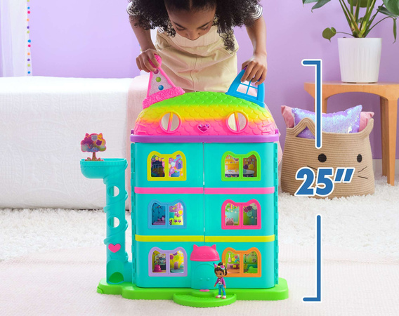 Gabi's Cat House Großes Regenbogenhaus mit Aufzug und Gabby's Celebration Dollhouse mit Sound 60 cm