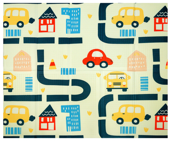 HUMBI Baby Spielmatte, Krabbelmatte, XPE-Schaumstoff, doppelseitig, flacher Streifen, wasserdicht, extragroß, Babyteppichmatte, rutschfest, 200x180x1 cm, Weltkarte Straßen