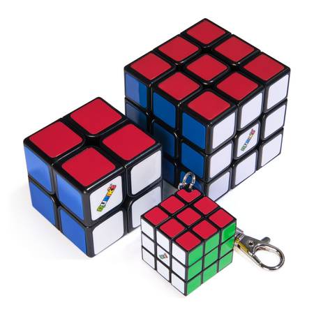 3W1 Set Original klassisches Rubik's Cube Puzzle Spielzeug Mini-Würfelpuzzle Schlüsselanhänger Rubik's (2 Würfel + Schlüsselanhänger)