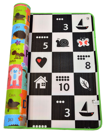 Humbi Schaumstoff doppelseitige Lernmatte Schachbrett Kontrastbilder Polnisches Alphabet 180 x 120 x 1 cm