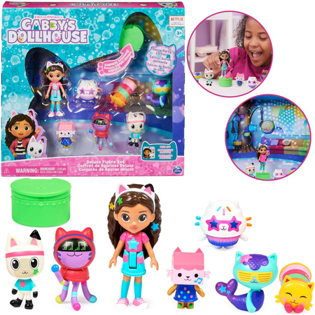 Gabby's Dollhouse Cat Set aus 7 Deluxe Gabby's Dollhouse Figuren + Überraschungszubehör