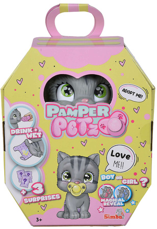 Pamper Petz Figur grau Interaktive Katze aus Windelbande 20 cm + 3 Zubehörteile 3+ Jahre Simba