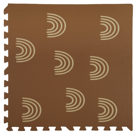 Humbi Schaumstoffbodenmatte 180x180 Großes wasserdichtes sicheres Schaumstoffpuzzle 9 Stück braune Bögen Regenbogen