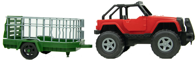 Dinosaurier Set, Fahrzeug mit Anhänger Savage Dino Adventure Jägerfigur Sound