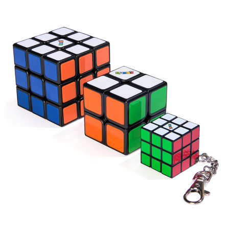 3W1 Set Original klassisches Rubik's Cube Puzzle Spielzeug Mini-Würfelpuzzle Schlüsselanhänger Rubik's (2 Würfel + Schlüsselanhänger)