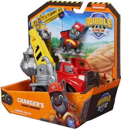 Paw Patrol Rubble Charger Baufahrzeug Roter Heppo Grabber mit Figur 6cm