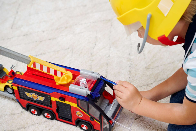 Feuerwehrmann Sam Set Großes Feuerwehrauto Jupiter interaktives Auto + 2 Figuren Licht Sound