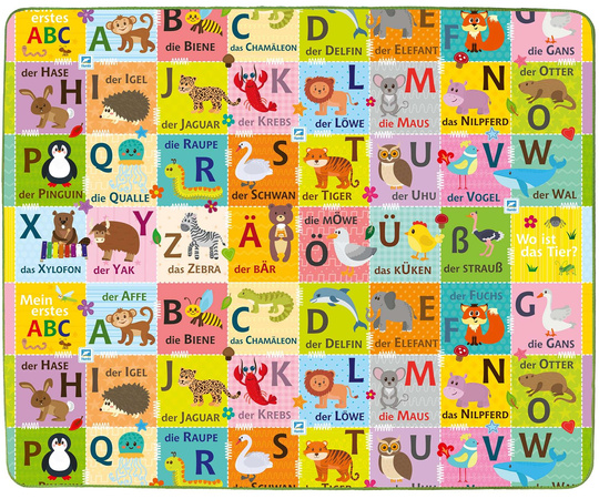 Humbi doppelseitige Lernmatte aus Schaumstoff mit deutschem Alphabet EPE 180x150x1 cm