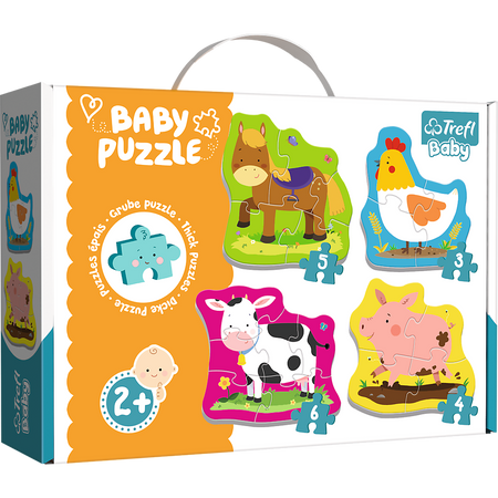 Puzzles Tiere auf dem Lande Bunte Tiere Classic Dick 18 Teile 2+ Trefl Baby 